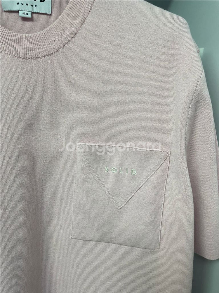 솔리드옴므 21SS 핑크 세미오버핏 반팔 니트 48--2