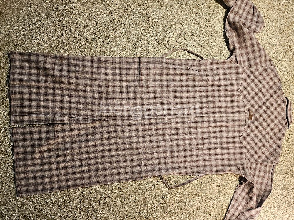 스컬프터 브라운 체크 셔츠 롱 원피스 127cm--4