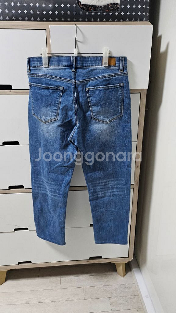 [67]스판-테이퍼드 허리밴딩 청바지 약기모--1
