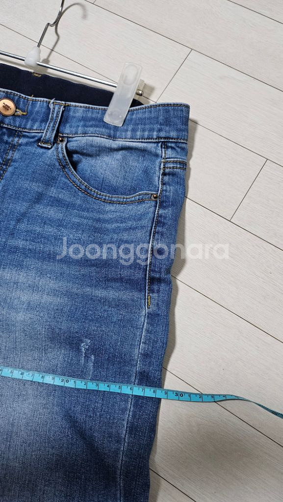 [67]스판-테이퍼드 허리밴딩 청바지 약기모--4