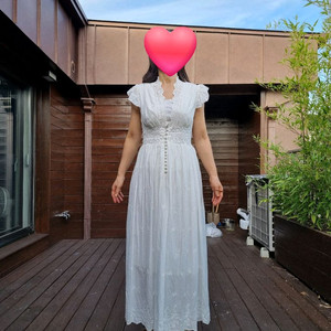 아일렛 펀칭 자수 롱 원피스