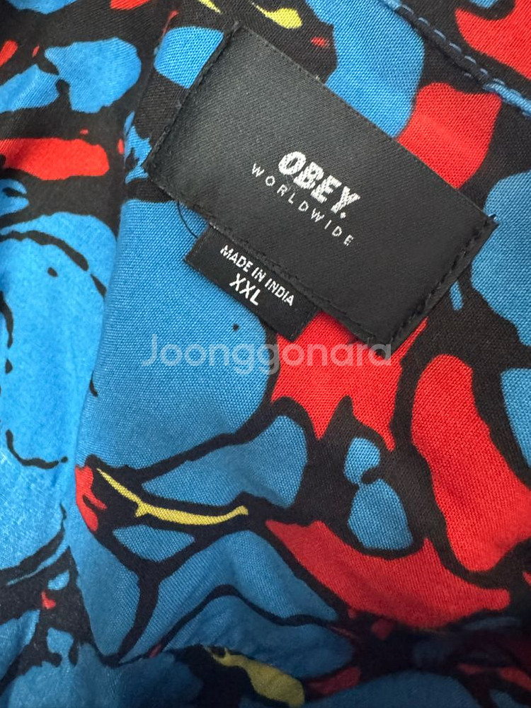 오베이 OBEY 레트로 하와이안 반팔 셔츠 2XL--2