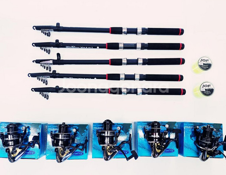 원투낚시대 3.6m 5대+5000번릴 5대+릴줄 5개--0