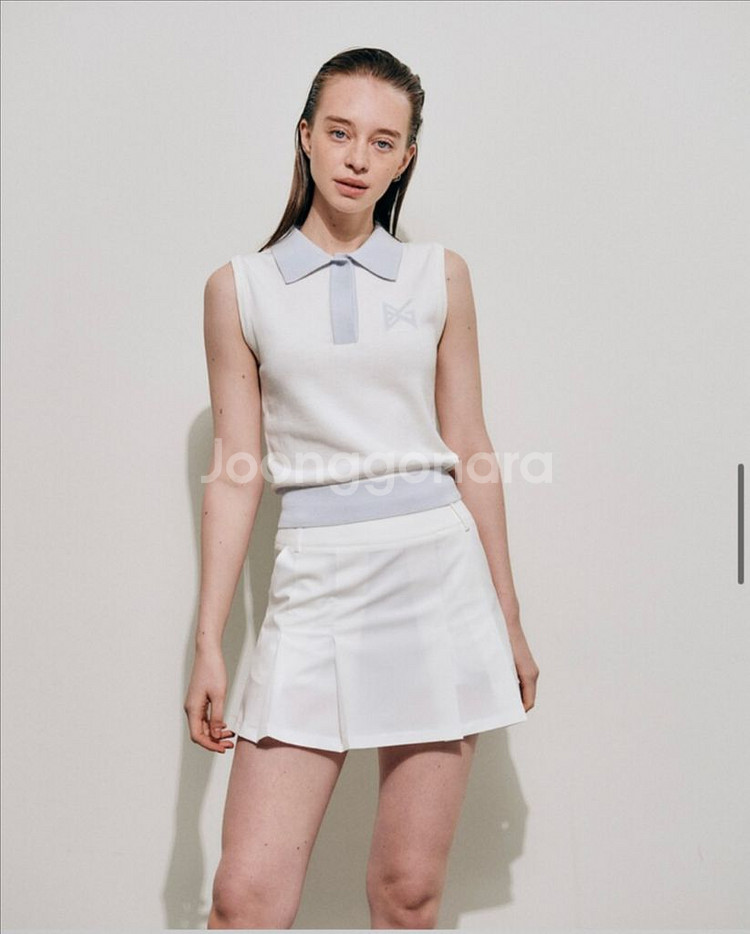 버뮤다그래스 배색 니트 베스트 화이트 새상품--5