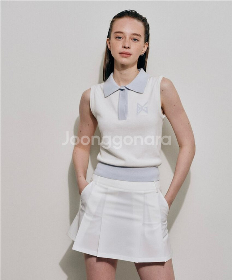 버뮤다그래스 배색 니트 베스트 화이트 새상품--6