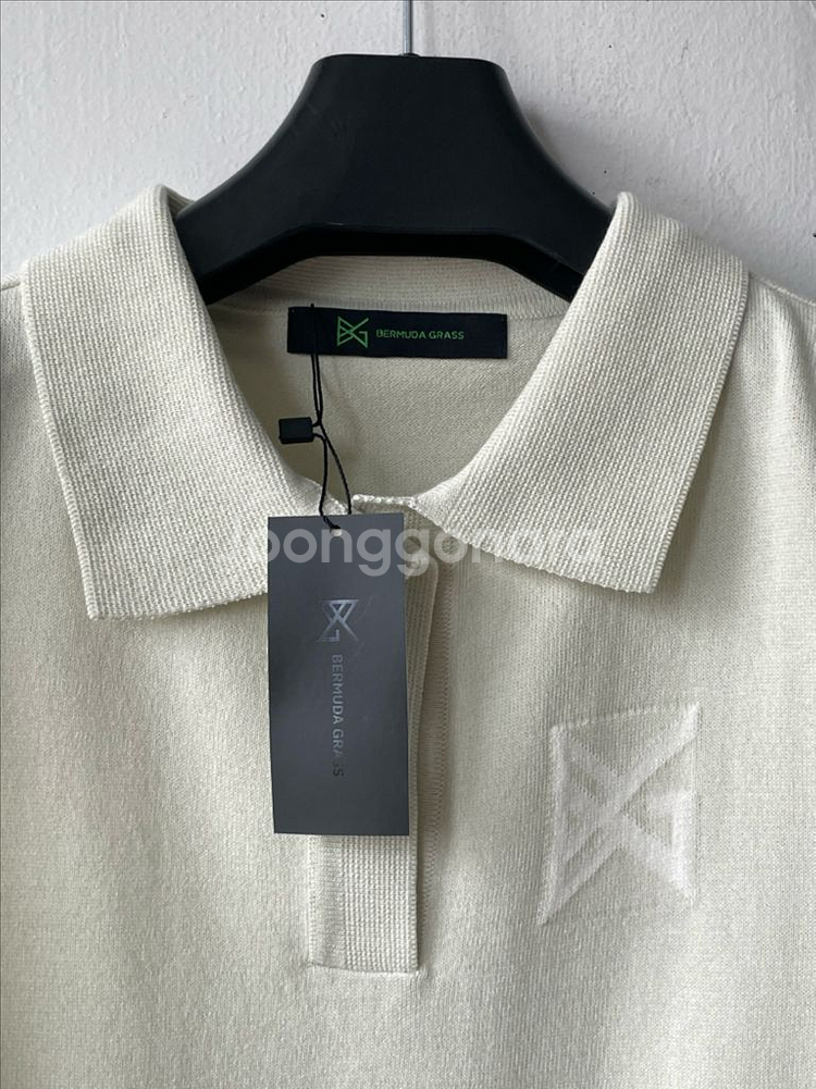 버뮤다그래스 배색 니트 베스트 화이트 새상품--9