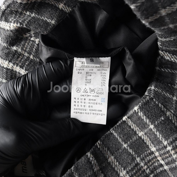 [S]마가린핑거스 그레이 체크 벨벳 리본 랩 스커트 치--5