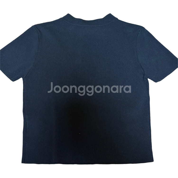 블랙 컷아웃 반팔 골지 티셔츠--4