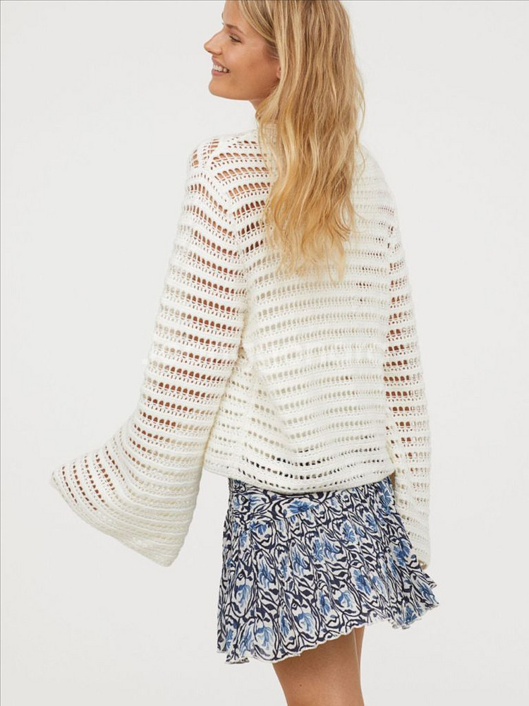 H&M 가장 따뜻한 색 블루 꽃무늬 미니스커트--2