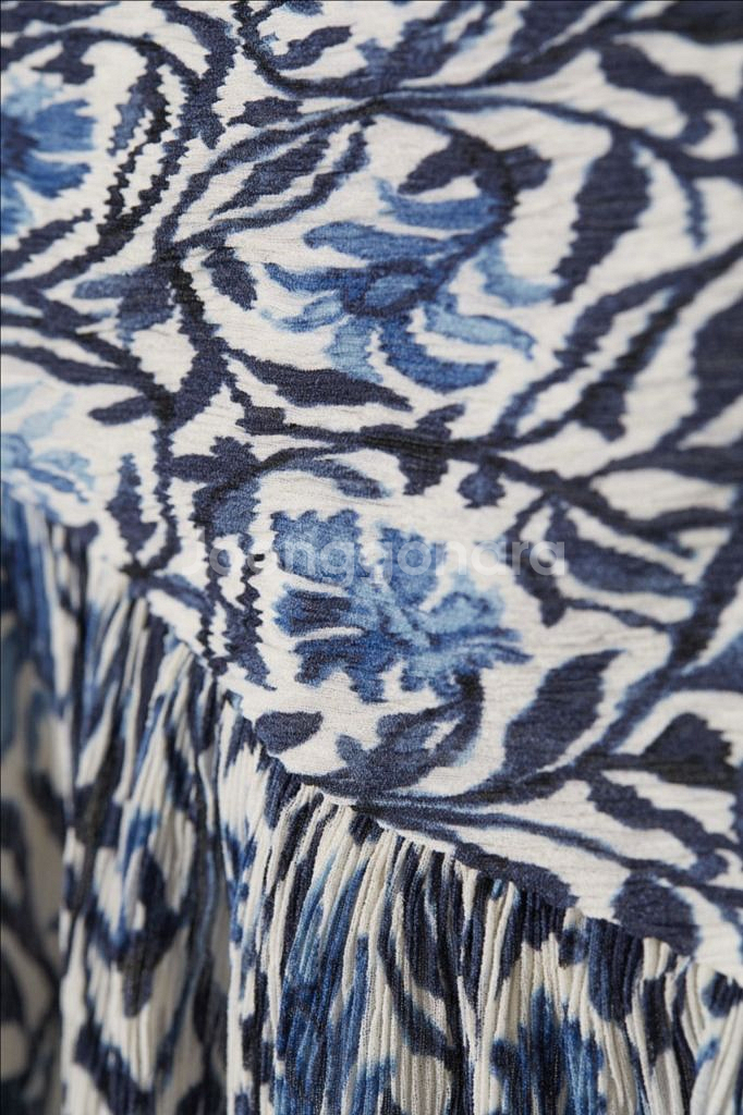 H&M 가장 따뜻한 색 블루 꽃무늬 미니스커트--1