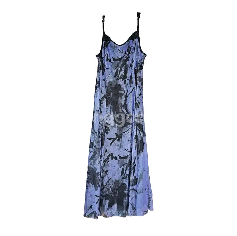 꽃무늬 롱원피스 플라워패턴 프린티드망사 원피스 무대의상--0