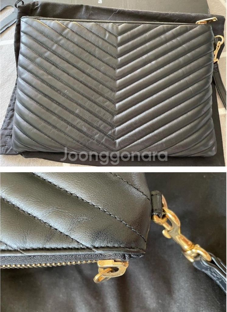 정품)생로랑 마틀라세 뉴미듐 클러치백--3