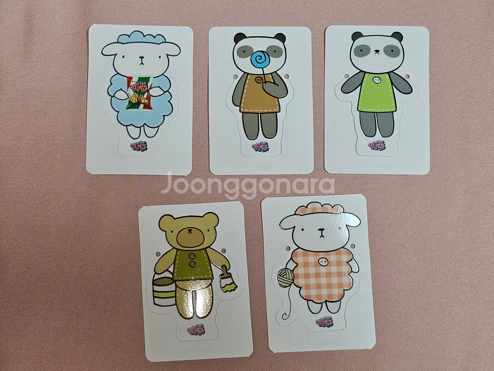 희귀 고전문구 오리온 단추빠뽈 과자 책갈피 5종 일괄--0