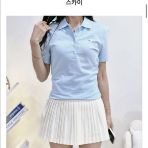 타미힐피거 여성 5버튼 슬림핏 카라티 (스카이)