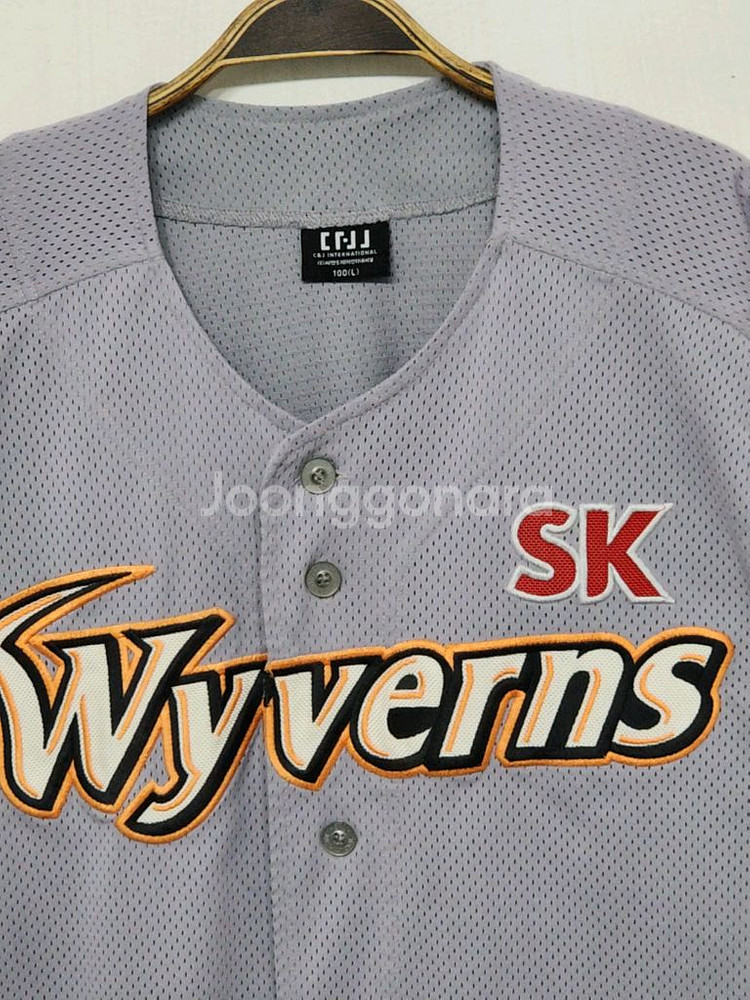 (100) SK 와이번스 야구져지 반팔 노마킹 유니폼--1