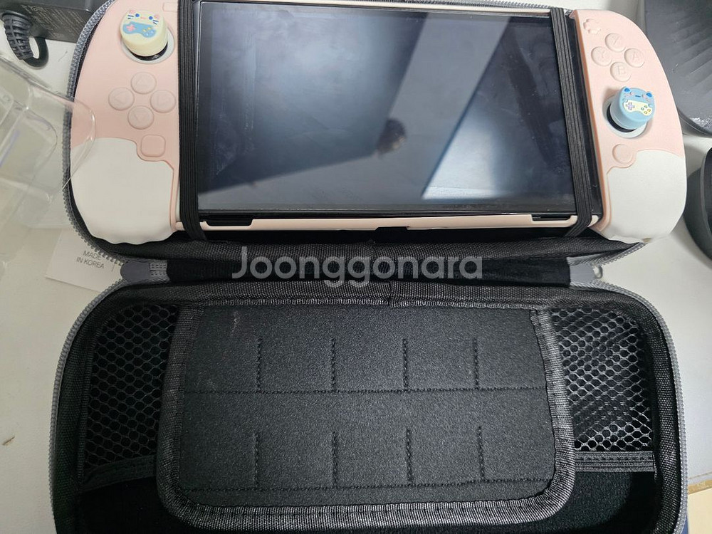 +안심케어)닌텐도 스위치 OLED 화이트+게임3종+악세--2