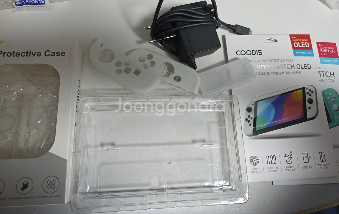 +안심케어)닌텐도 스위치 OLED 화이트+게임3종+악세--9