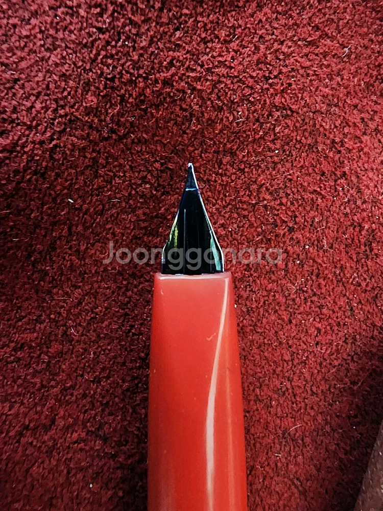 빈티지 만년필 플래티넘 실버기로쉐 레드그립 18K F닙--4