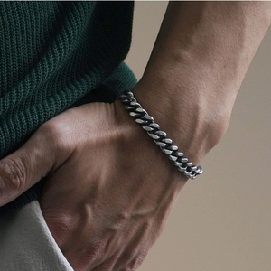 실버 커브 체인 팔찌