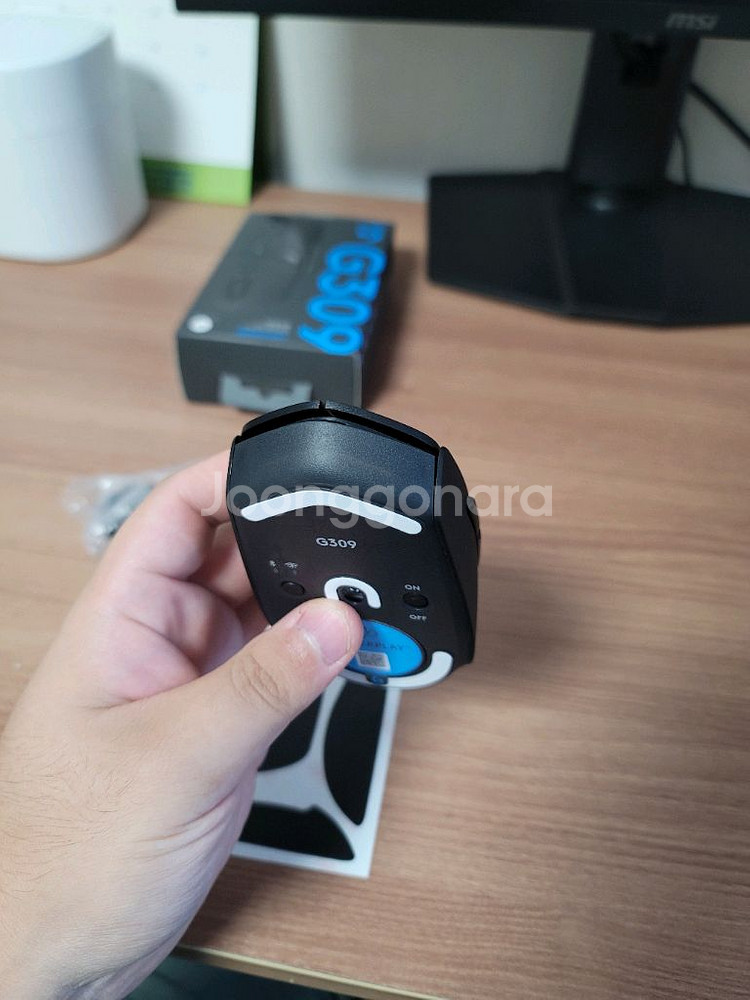 로지텍 G309 저소음 무소음 개조 마우스 블랙--7