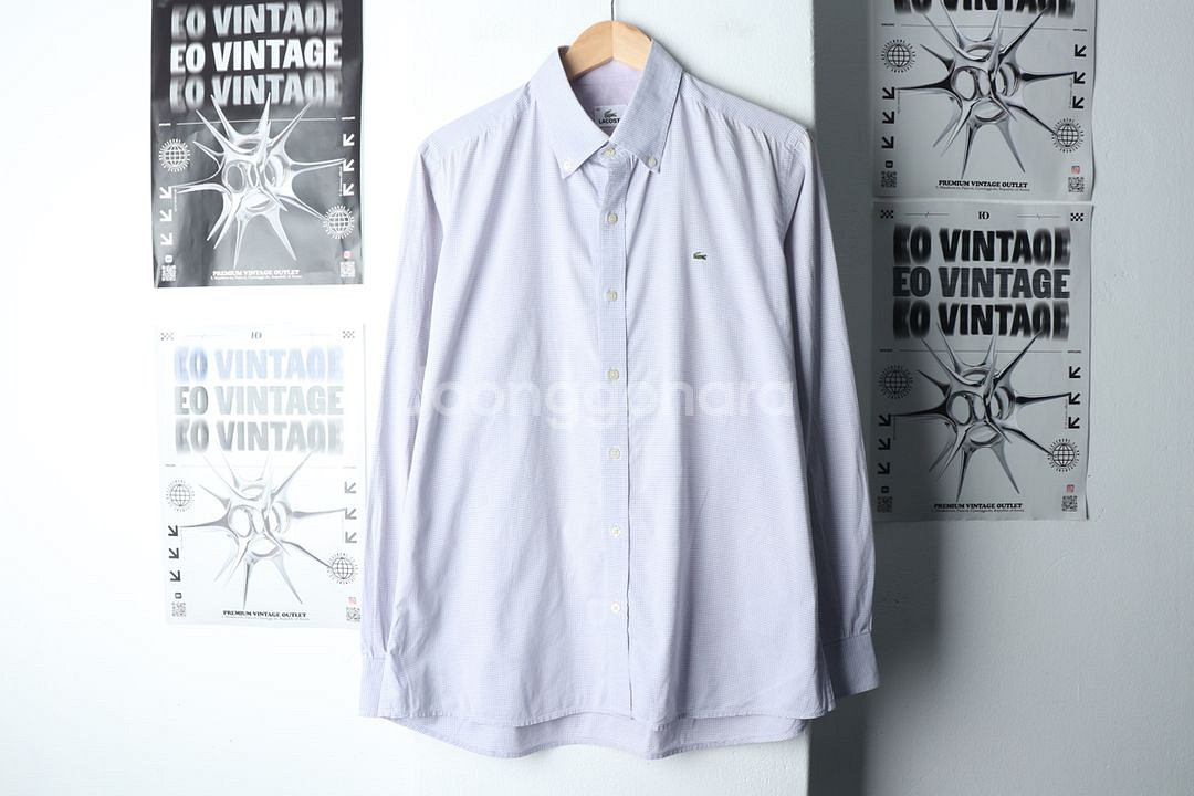(XL) 라코스테 셔츠 남방 체크 연보라--1
