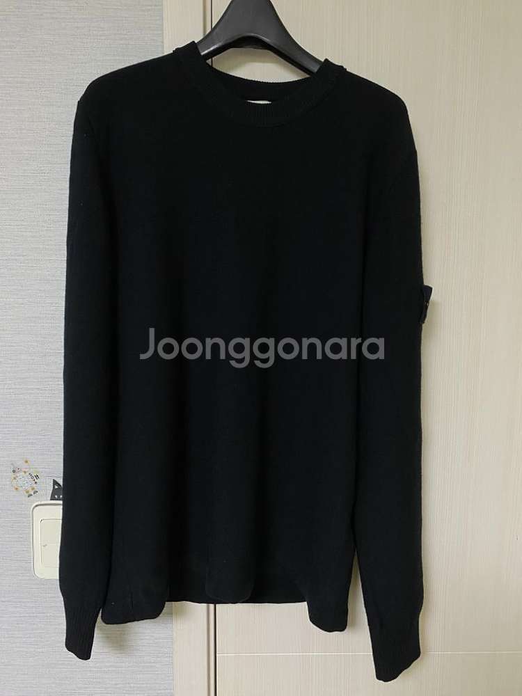 [22FW, M] 스톤아일랜드 와펜 패치 니트 블랙--0