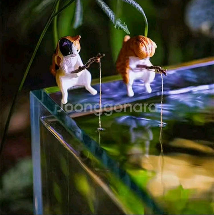 낚시 고양이 피규어 가챠 7종--0