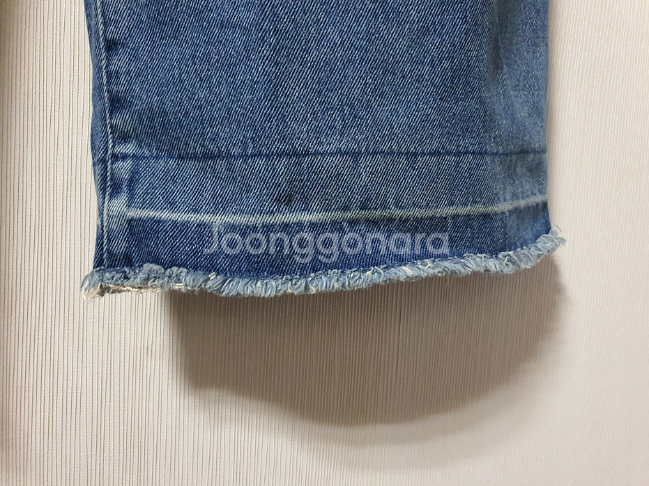 시슬리 가죽 패치 와이드 데님 팬츠 55 사이즈 정품--4