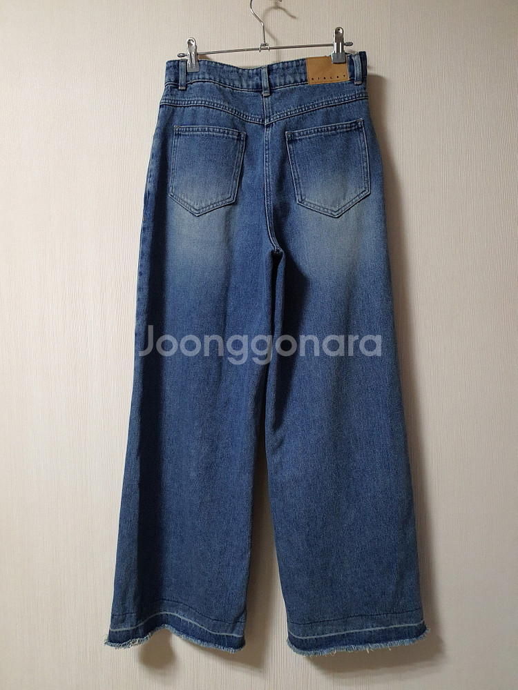 시슬리 가죽 패치 와이드 데님 팬츠 55 사이즈 정품--6