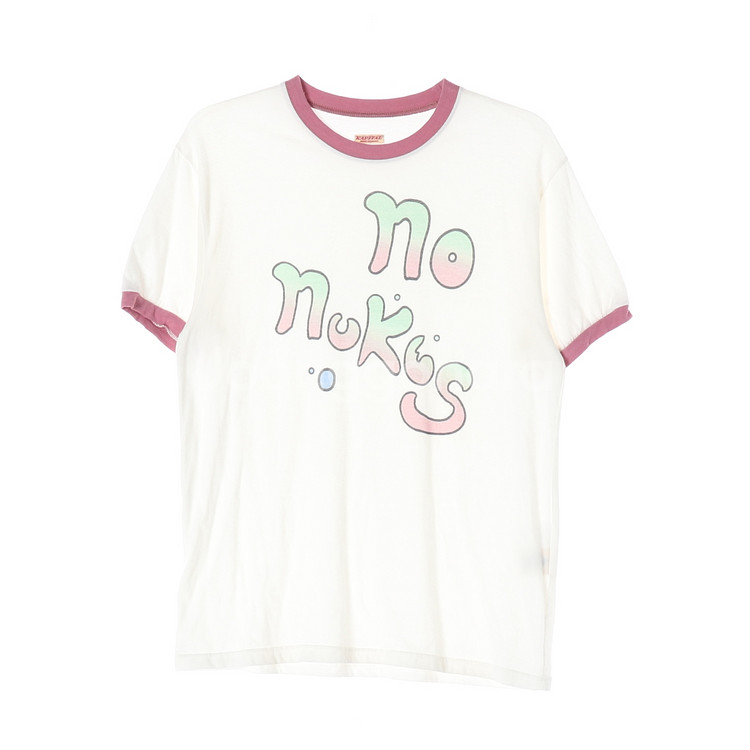 [M]캐피탈 아이보리 핑크 프린팅 링거티 반팔 티셔츠--0