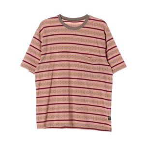 [M]캐피탈 핑크 패턴 스트라이프 오버핏 반팔 티셔츠