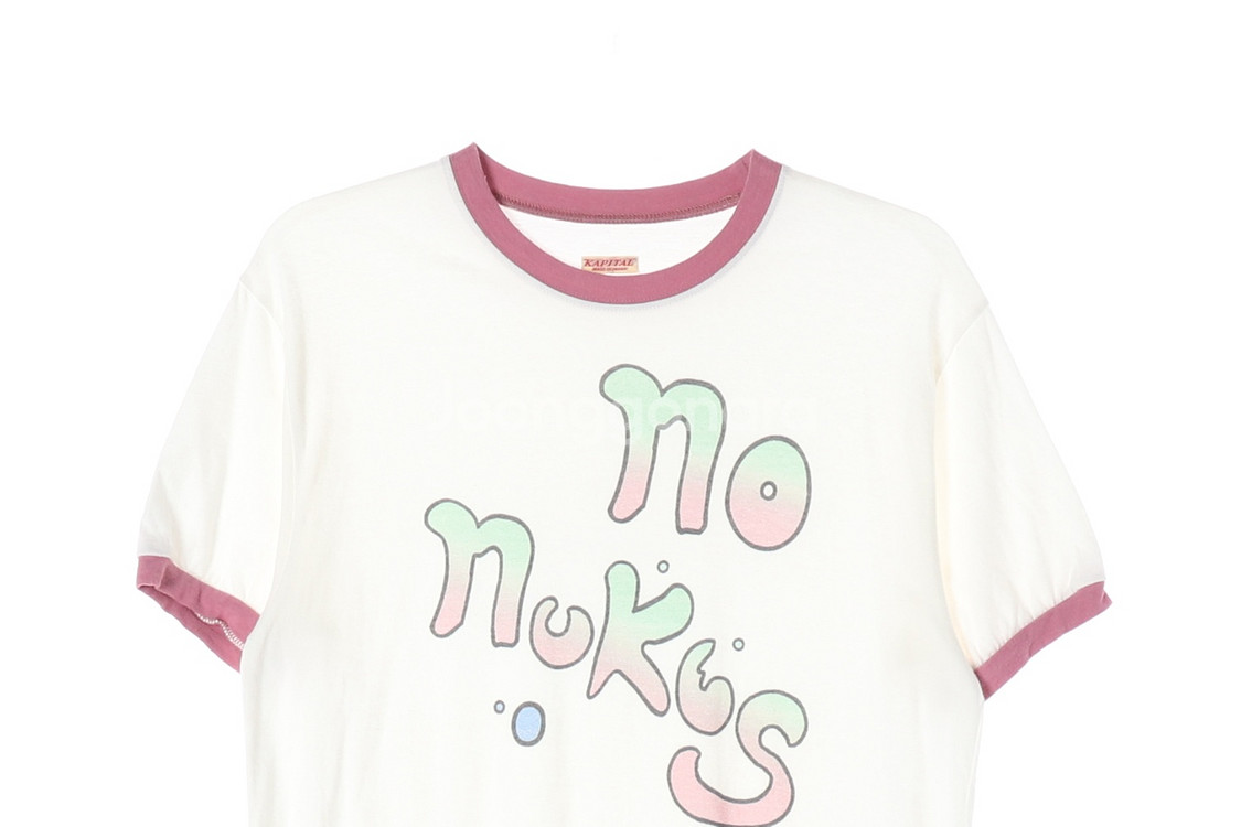 [M]캐피탈 아이보리 핑크 프린팅 링거티 반팔 티셔츠--1