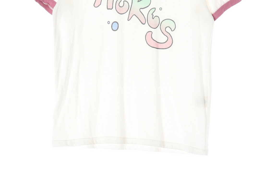 [M]캐피탈 아이보리 핑크 프린팅 링거티 반팔 티셔츠--2