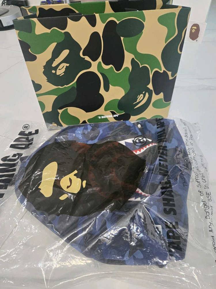 베이프 카모샤크 백팩 네이비--2