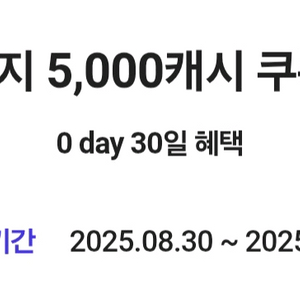 카카오페이지 5000캐시 쿠폰1장 유효기간9.30