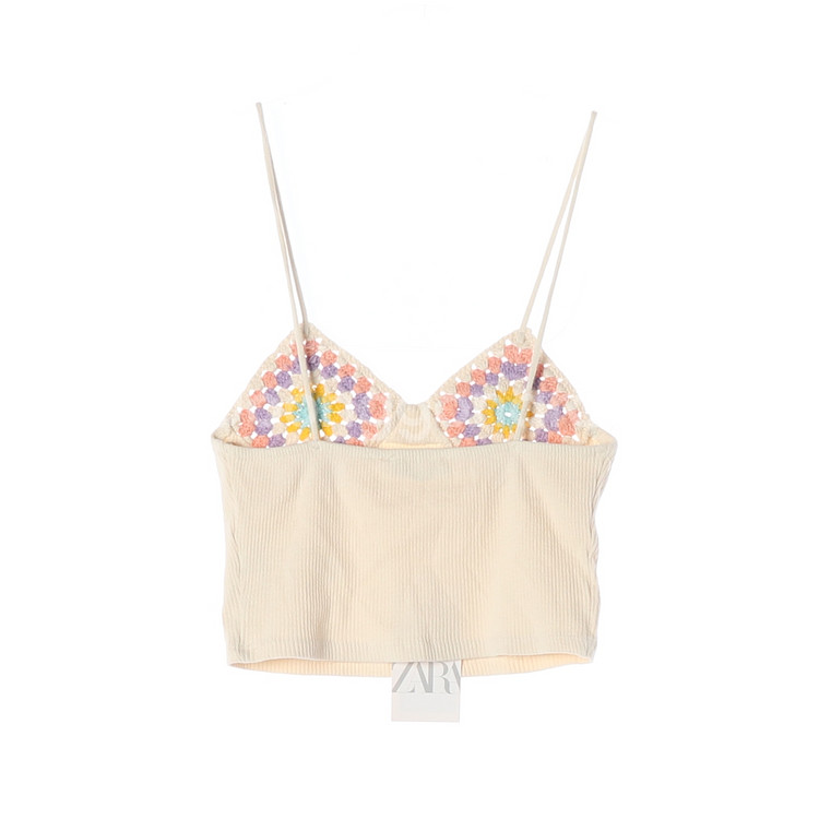 (새상품)[M]자라 아이보리 니트 크롭 나시탑 뷔스티에--3