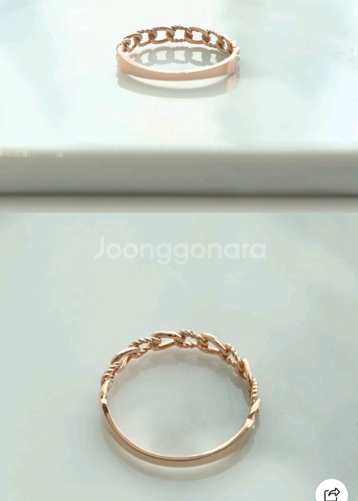 18K 꼬임체인반지 옐로우골드--2