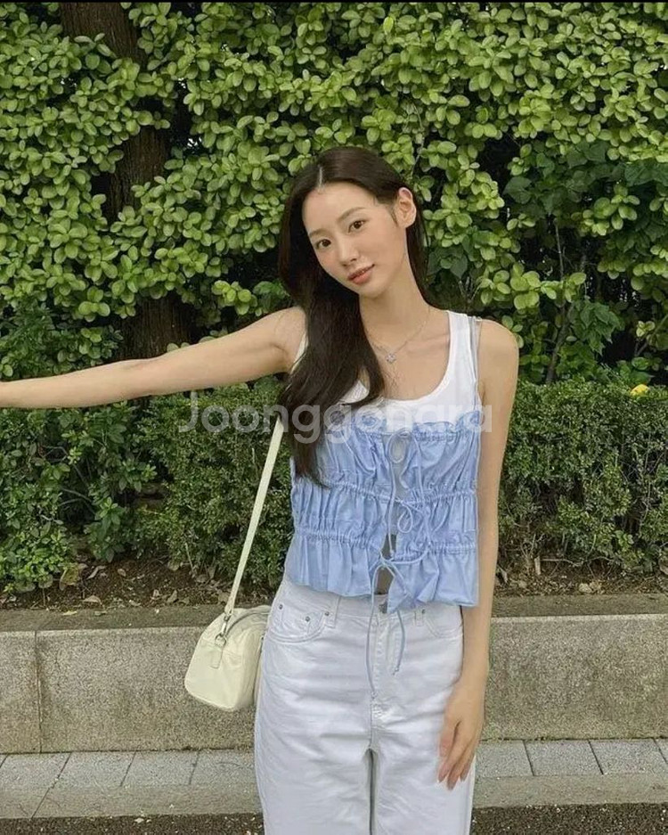 자라 끈 리본 탑--0