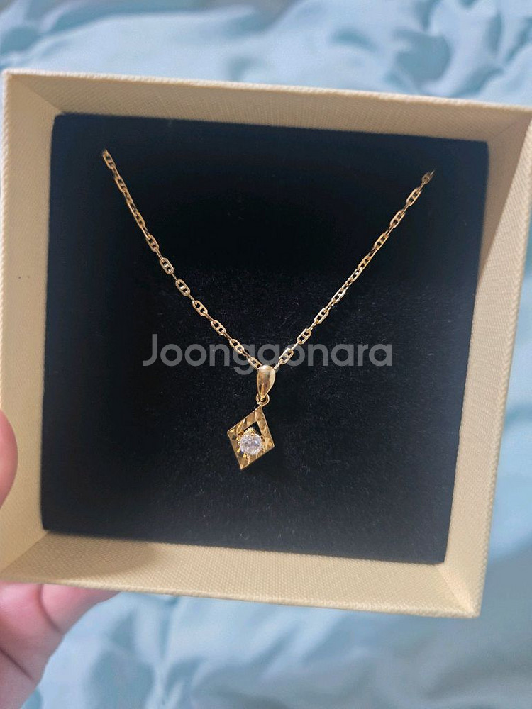18K 마름모목걸이 옐로우골드--0