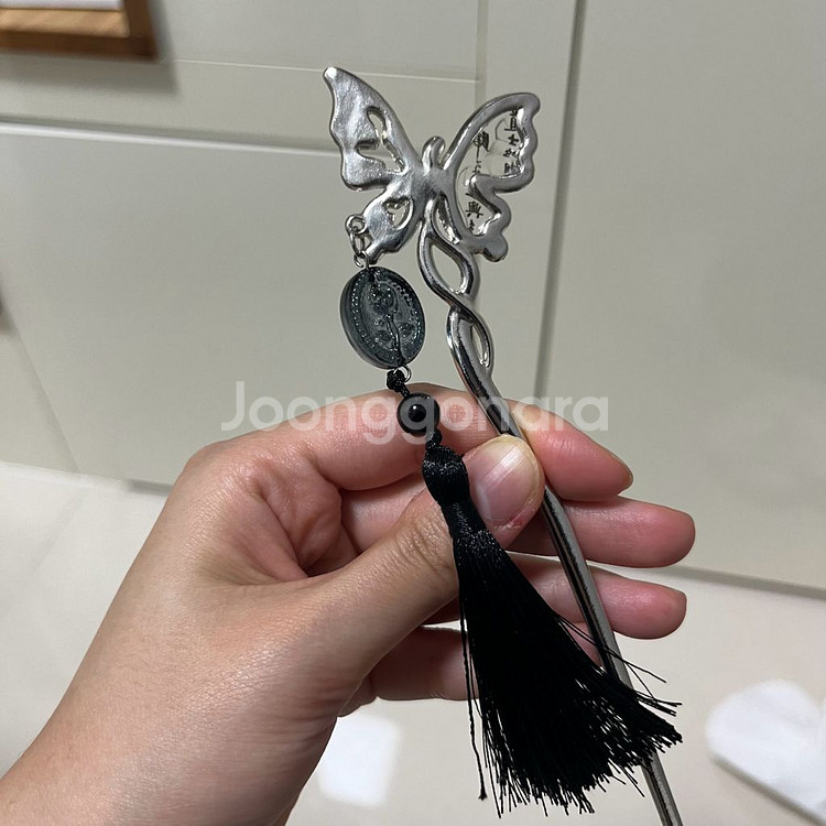 딸기버터 제품 수제 동양풍 나비 테슬 비녀--3