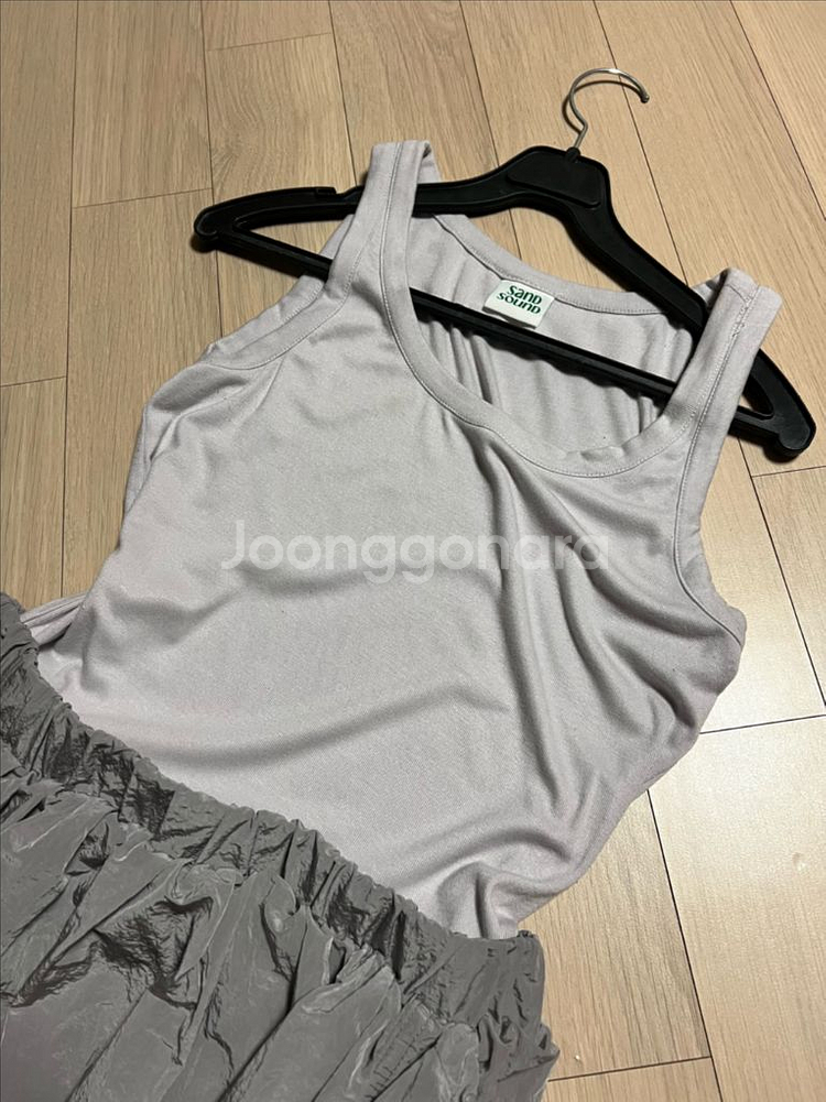 24 샌드사운드 바스락 레이어드 롱원피스 나시 민소매--6