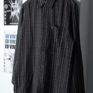 (L-XL) 브랜드빈티지 셔츠 남방 블랙 사슬패턴