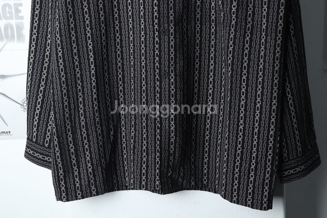 (L-XL) 브랜드빈티지 셔츠 남방 블랙 사슬패턴--3