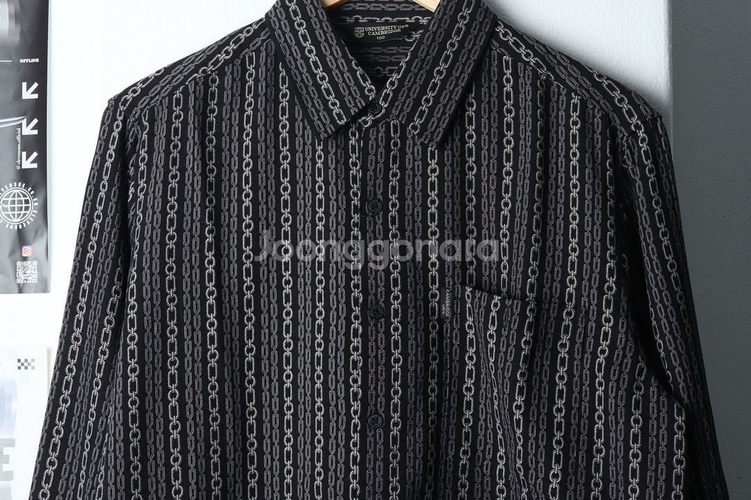 (L-XL) 브랜드빈티지 셔츠 남방 블랙 사슬패턴--2