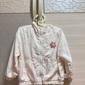 여아 꽃무늬 후드 바람막이 90