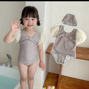 체크 아동 수영복 90 1회착용
