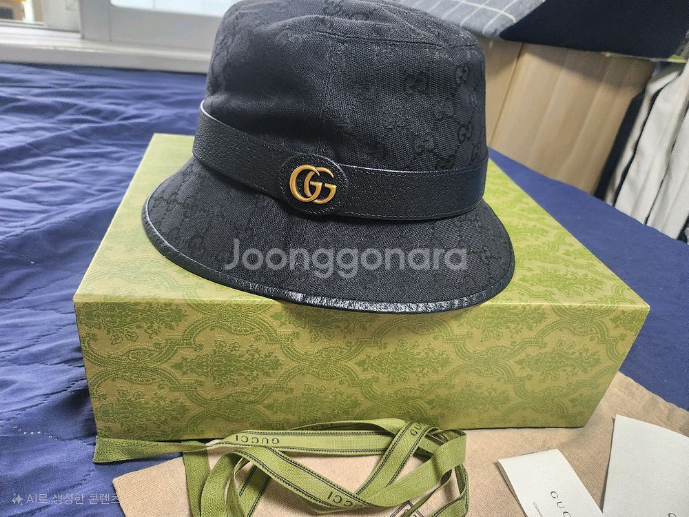구찌 GG 캔버스 버킷햇 블랙 색상--0