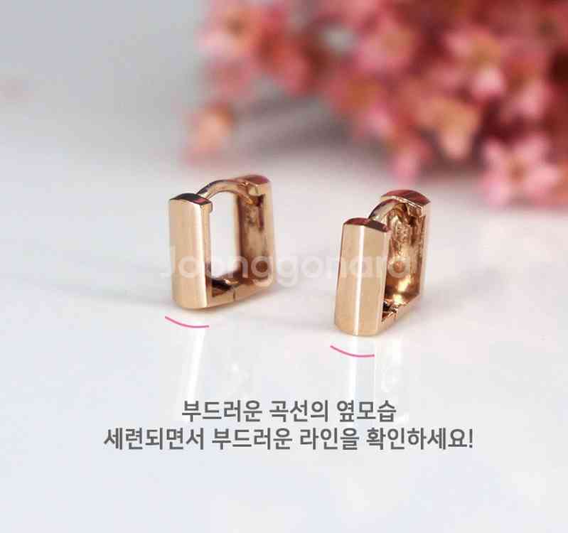 <새상품> 14k 옐로우골드 사각 원터치 귀걸이 <한짝--4