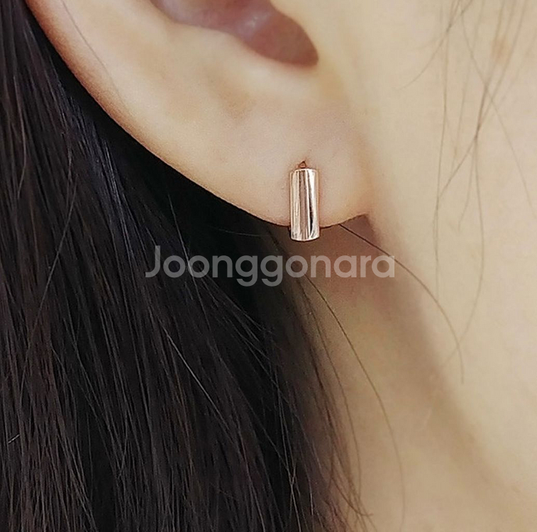 <새상품> 14k 옐로우골드 사각 원터치 귀걸이 <한짝--3