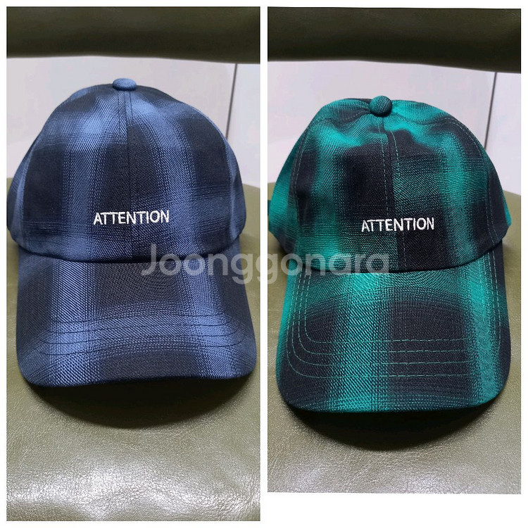 새상품 어텐션 체크 볼캡모자--0